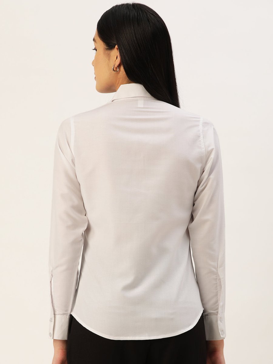 Women White Solid Shirt Style Top - JNS_2007White_XS