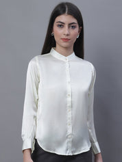 Women White Solid Shirt Style Top - JNT_2015White_XS