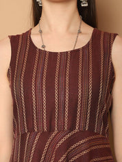 Women Woven Design Kantha Work Kurta with Palazzos & With Dupatta - JOKPL_D56M_1554_Maroon_S