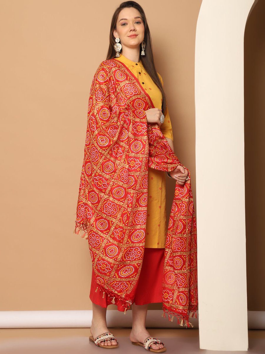 Women Woven Design Kurta with Palazzos & With Dupatta - JOKPL_D37R_1555_Yellow_S