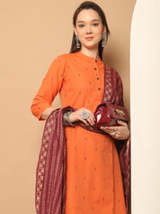 Women Woven Design Orange Kurta with Palazzos & With Dupatta - JOKPL_D51P_1555_Orange_S