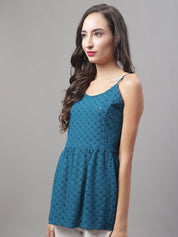 Women's Chikankari Sequen Work Empire Top - JNT_2013Peacock_XS