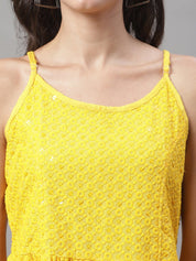 Women's Chikankari Sequen Work Empire Top - JNT_2013Yellow_XS