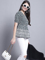 Women's Chikankari & Sequins Work Empire Top - JNT_2016Olive_XS