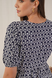 Women's Chikankari & Sequins Work Empire Top - JNT_2016Navy_XS