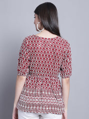 Women's Chikankari & Sequins Work Empire Top - JNT_2016Maroon_XS