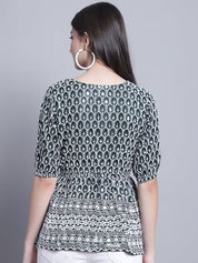 Women's Chikankari & Sequins Work Empire Top - JNT_2016Olive_XS
