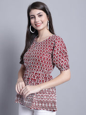 Women's Chikankari & Sequins Work Empire Top - JNT_2016Maroon_XS