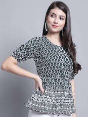Women's Chikankari & Sequins Work Empire Top - JNT_2016Olive_XS