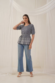 Women's Chikankari & Sequins Work Empire Top - JNT_2016Navy_XS