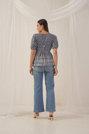 Women's Chikankari & Sequins Work Empire Top - JNT_2016Navy_XS