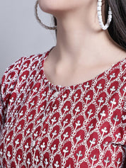 Women's Chikankari & Sequins Work Empire Top - JNT_2016Maroon_XS