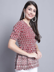 Women's Chikankari & Sequins Work Empire Top - JNT_2016Maroon_XS