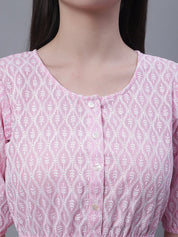 Women's Chikankari Work Empire Top - JNT_2011Pink_XS