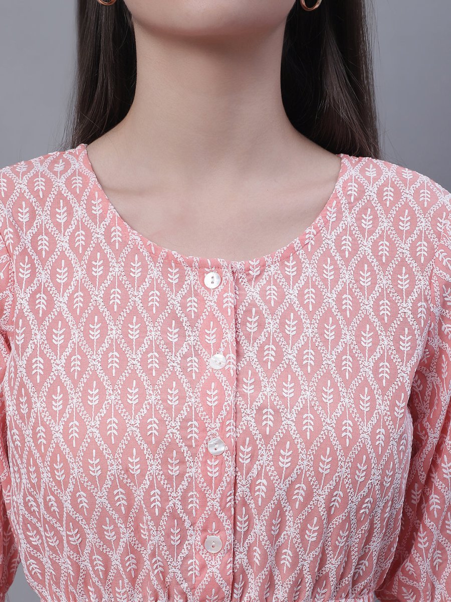 Women's Chikankari Work Empire Top - JNT_2011Orange_XS