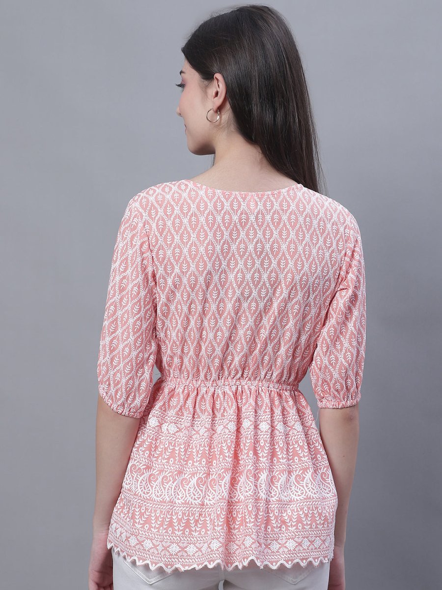 Women's Chikankari Work Empire Top - JNT_2011Orange_XS