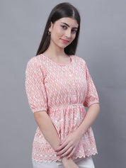 Women's Chikankari Work Empire Top - JNT_2011Orange_XS