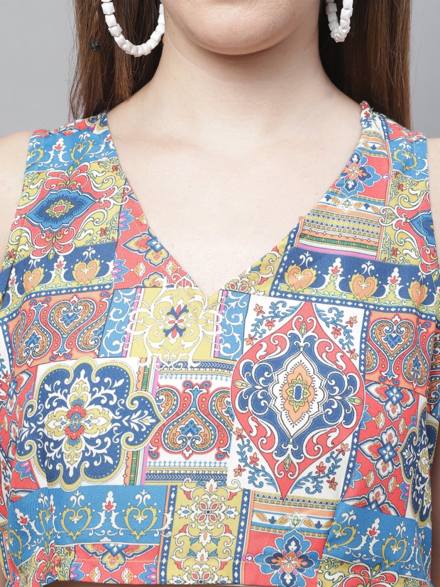 Women's Digital Printed Crop Top and Jacket Set - JNCS_3007Multi_XS