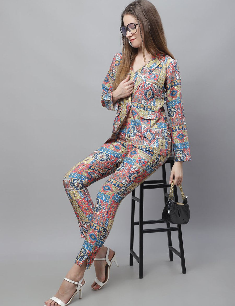 Women's Digital Printed Crop Top and Jacket Set - JNCS_3007Multi_XS