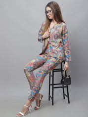 Women's Digital Printed Crop Top and Jacket Set - JNCS_3007Multi_XS