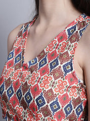 Women's Digital Printed Crop Top and Jacket Set - JNCS_3007Red_XS