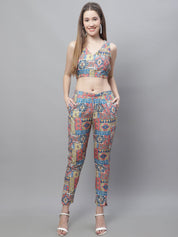 Women's Digital Printed Crop Top and Jacket Set - JNCS_3007Multi_XS