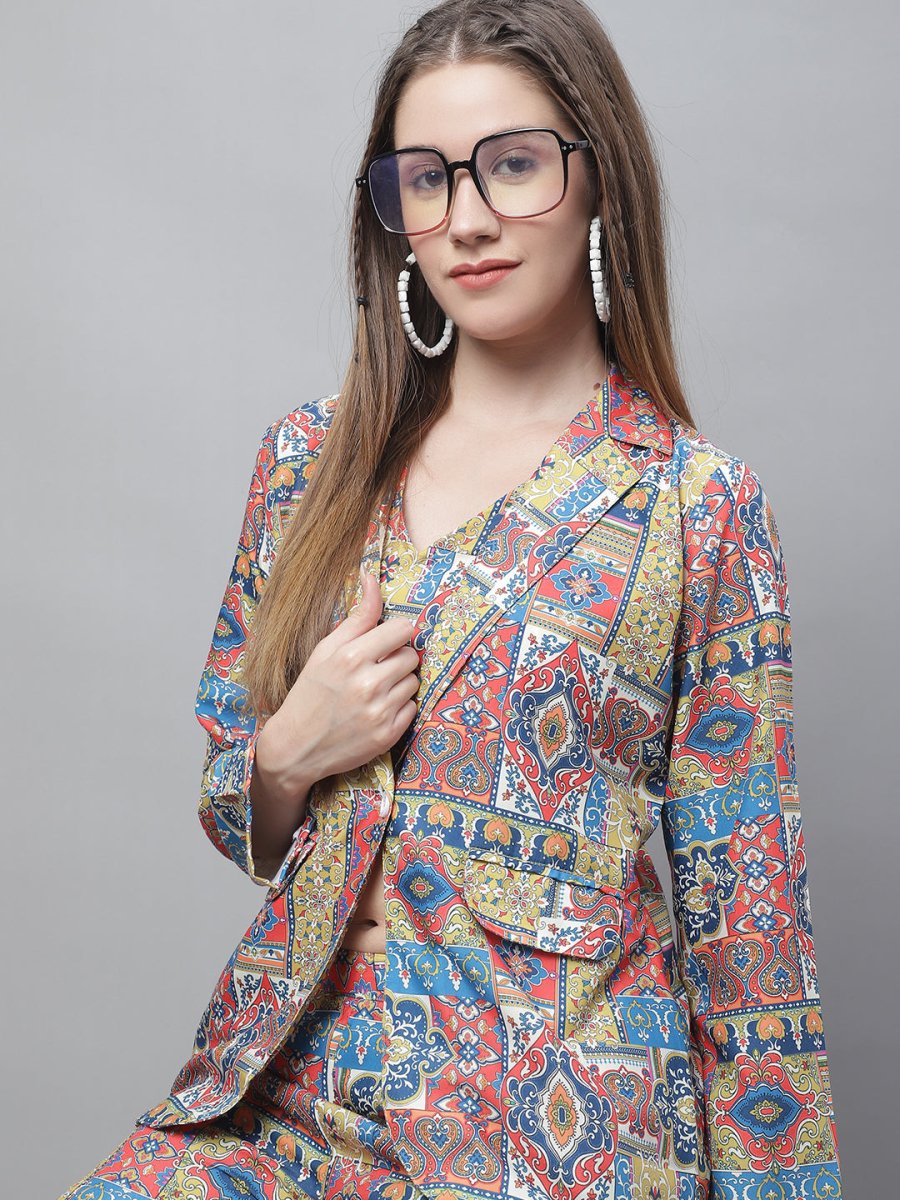 Women's Digital Printed Crop Top and Jacket Set - JNCS_3007Multi_XS