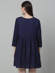 Women's Embroidered A-line Dress - JND_1020Navy_XS