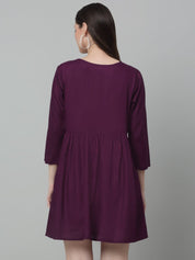 Women's Embroidered A-line Dress - JND_1020Purple_XS