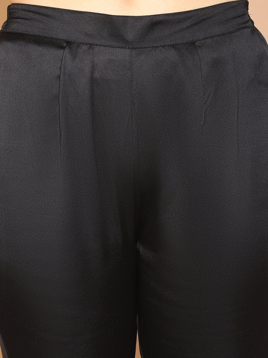 Women's Embroidered A-line Top and Trouser With Belt - JNCS_3005Black_XS