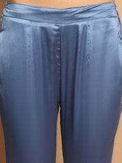Women's Embroidered A-line Top and Trouser With Belt - JNCS_3005Blue_XS