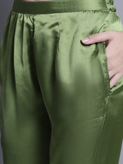 Women's Embroidered A-line Top and Trouser With Belt - JNCS_3005Green_XS