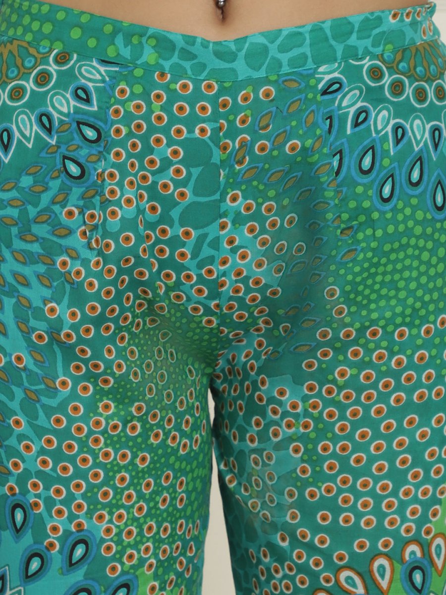 Women's Green Printed Shirt and Trouser Co-ords Set - JNCS_3008Green_XS