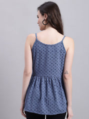 Women's Grey Chikankari Sequen Work Empire Top - JNT_2013Grey_XS