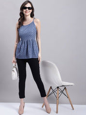 Women's Grey Chikankari Sequen Work Empire Top - JNT_2013Grey_XS