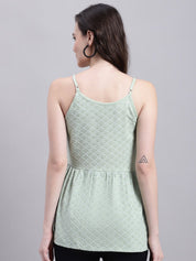 Women's Pista Green Chikankari Sequen Work Empire Top - JNT_2013Pista_XS
