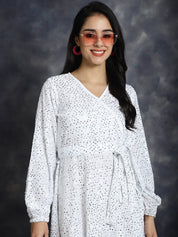 Women's Sequin Velvet A-line dress - JND_1017White_XS