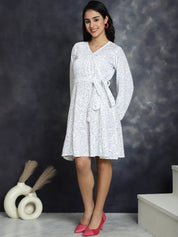 Women's Sequin Velvet A-line dress - JND_1017White_XS