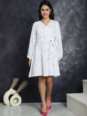 Women's Sequin Velvet A-line dress - JND_1017White_XS
