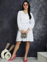 Women's Sequin Velvet A-line dress - JND_1017White_XS