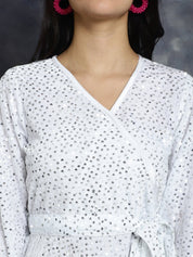 Women's Sequin Velvet A-line dress - JND_1017White_XS