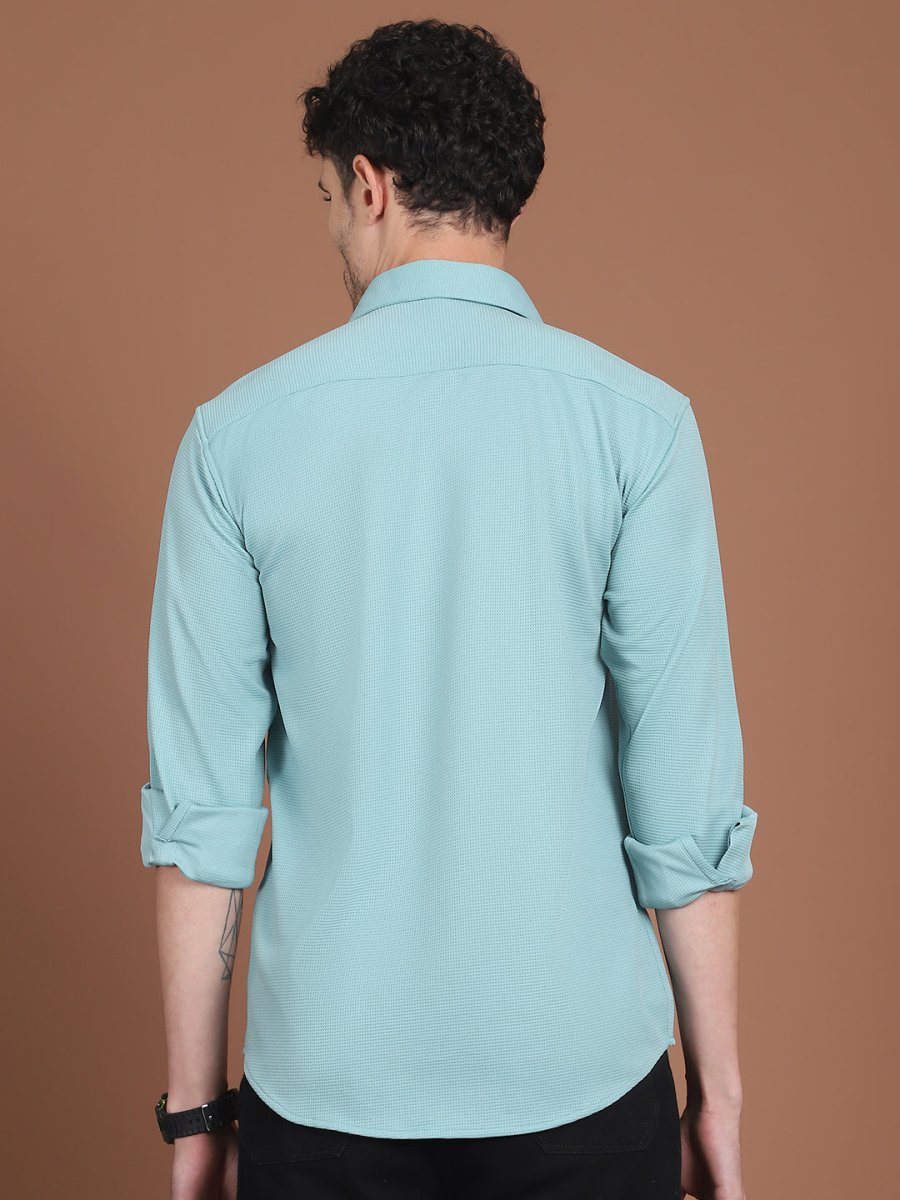 Woven Design Casual Shirt For Men - SF_9026Pista_S
