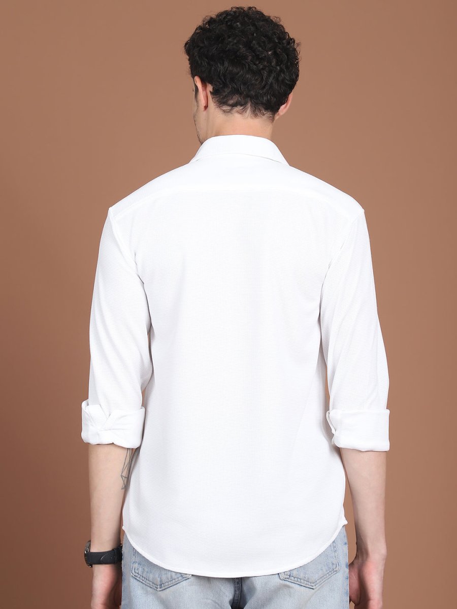 Woven Design Casual Shirt For Men - SF_9026White_S