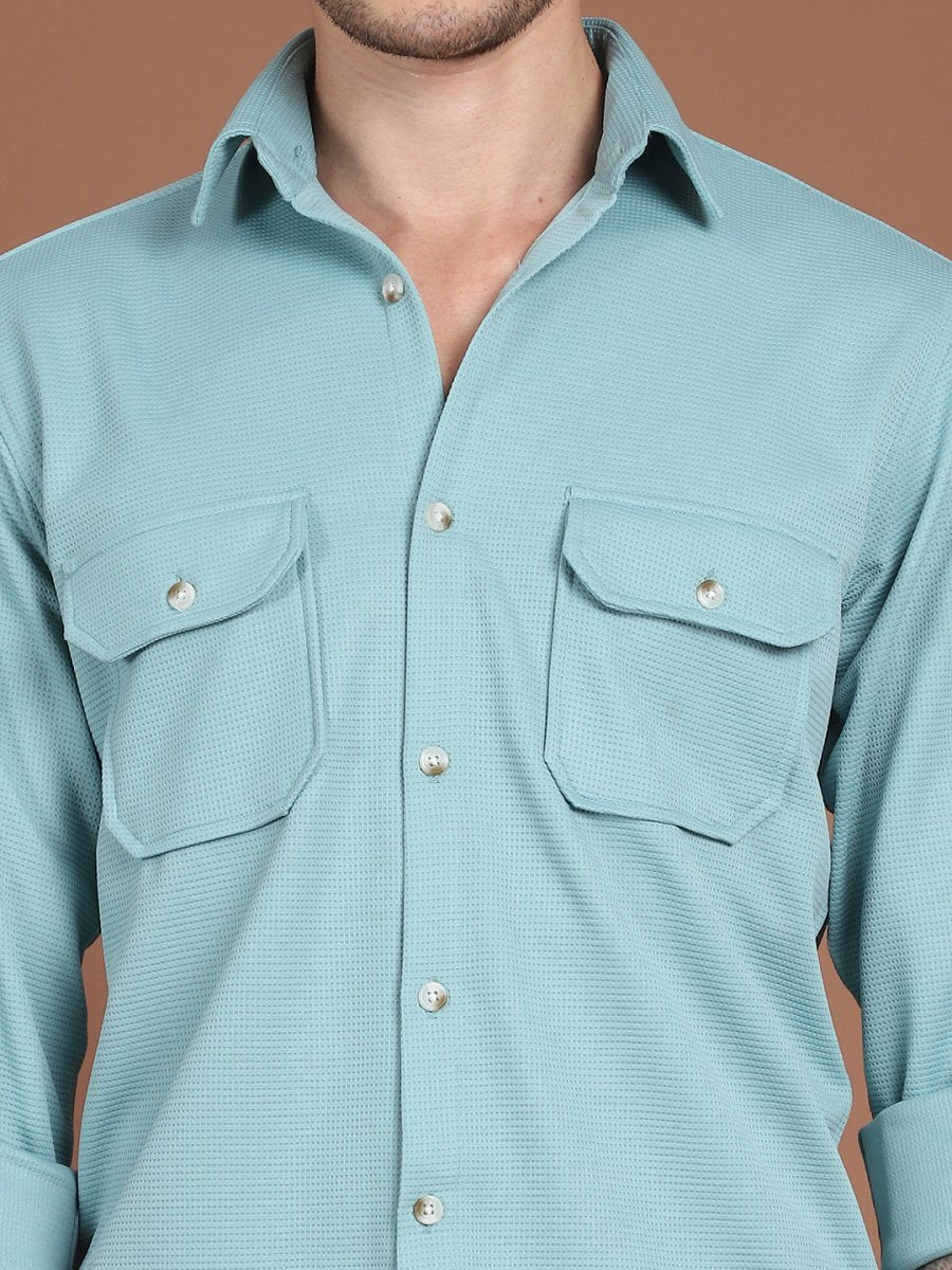 Woven Design Casual Shirt For Men - SF_9026Pista_S
