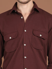 Woven Design Casual Shirt For Men - SF_9026Coffee_S