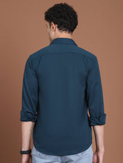 Woven Design Casual Shirt For Men - SF_9026Teal_S