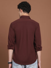 Woven Design Casual Shirt For Men - SF_9026Coffee_S
