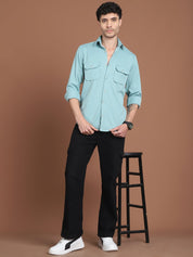 Woven Design Casual Shirt For Men - SF_9026Pista_S