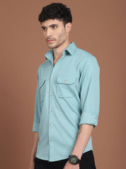 Woven Design Casual Shirt For Men - SF_9026Pista_S