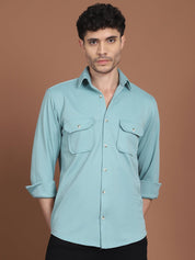 Woven Design Casual Shirt For Men - SF_9026Pista_S